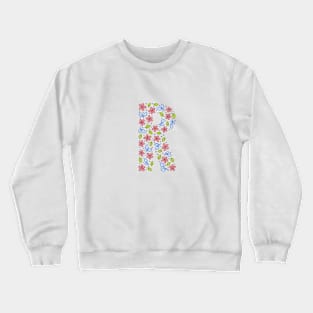 Floral Monogram Letter R - pink and blue Crewneck Sweatshirt